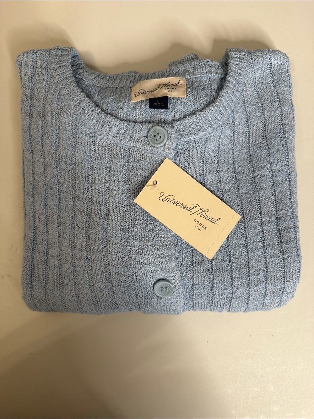 Universal Thread Light Blue Ribbed Button-Up Cardigan #898 - Picture 5 of 7